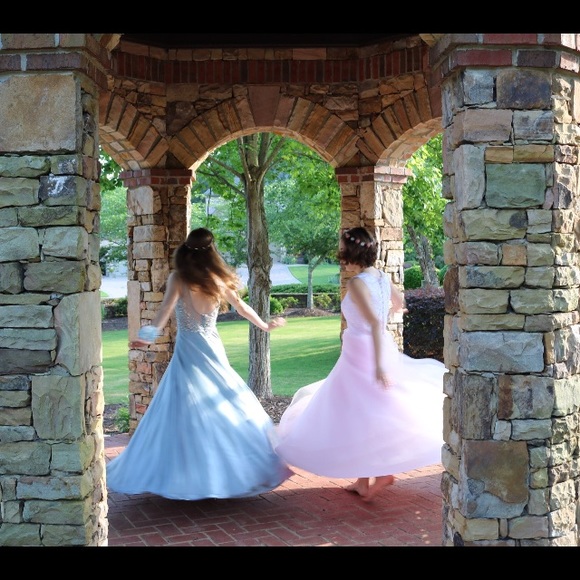 Pink Lace Prom Dress - Picture 2 of 4